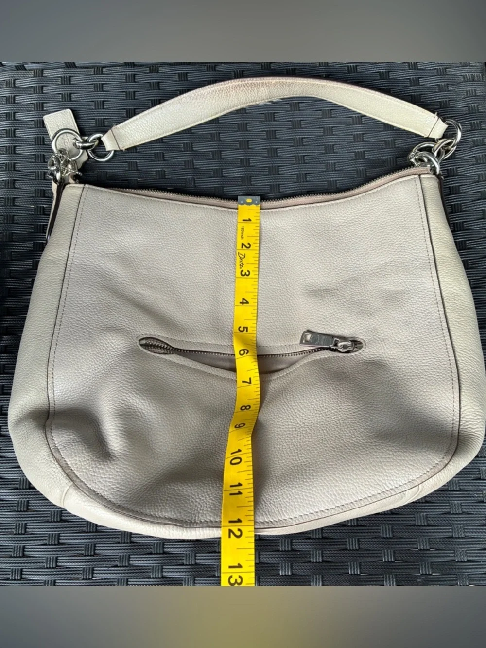 Coach Pebbled Leather Shoulder Bag in gray